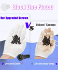 Comparison of clean black zinc plated and dirty screws held in gloved hands, showcasing 2240 Piece Metric Screw Kit M2 To M5.