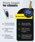 Digital Tire Pressure Gauge For Cars With 360 Degree Swivel Chuck Rugged Brass Body Wrapped In Protective Rubber Case Easy Valve Connection Accurate Readings Up To 200 PSI For Safe Tire Maintenance on car tire