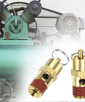 QWORK brass pressure relief valve, 2-pack, 1/4 in NPT, 150 PSI air compressor check valve with seal thread locks