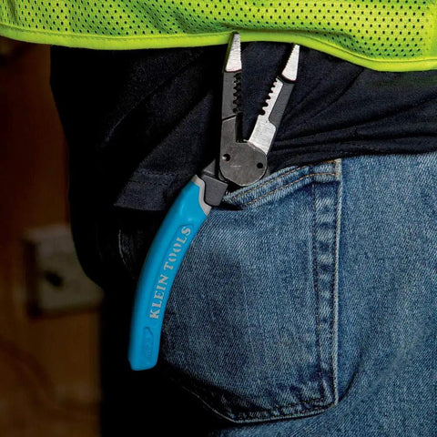 Curve Wire Cutters For Quick Stripping And Cutting Heavy Duty Wire Stripping Tool in pocket of electrician's jeans