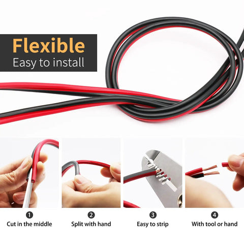 Go To Direct Burial Low Voltage Landscape Lighting Wire, 12 AWG 2 Conductor, flexible and easy to install steps shown