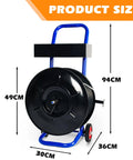 Heavy Duty Strapping Dispenser Cart For 8x8 Steel And Poly Strapping Coils, Durable Steel Construction With Spacious Tray For Strapping Tool, Seals, And Gloves, Keeps Coils From Unwinding On Oscillating Coils, 94cm x 49cm size