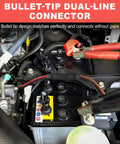 Battery with Beefy 2 Pack 2 Pin Quick Disconnect Polarized SAE Wire Harness connected in engine compartment