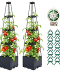 Two Pack Raised Garden Bed Planter Box With Trellis For Tomatoes And Climbing Plants, 57 Inch Self Watering Planter With Trellis