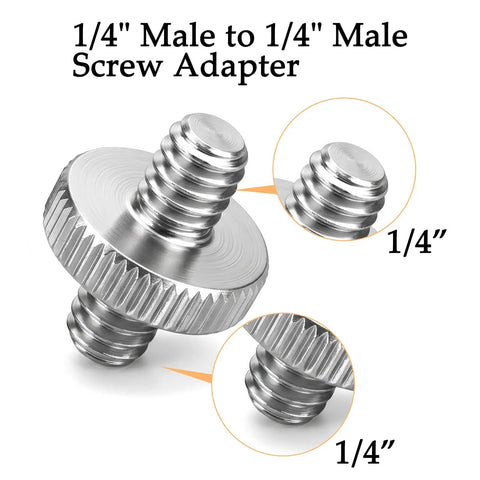 Six Pack 1/4 Inch Male To Male Threaded Adapter Screw Extender For Camera Cage And Light Stand Hella Durable Knurled Alloy Grip Smooth Mounting Hardware