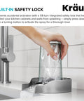 Skip The Scrub Stainless Steel Glass Rinser For Kitchen Sink Attachment Spot Free Drinkware Cleaner in use with a glass.