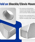 Heavy Duty Weld On Shackle Clevis Mounts 1 Inch Thick Steel For Offroad Trucks Trailers And Hydraulic Tractor Buckets 2 Pack Ready For Rugged Install And Maximum Towing Strength. CNC machined steel mount with beveled edges and 3/4 inch shackle hole