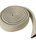 Beige Insulated Hydration Tube Cover 92cm for Water Bladders, rolled, showing neoprene material and stitching