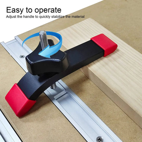 Heavy Duty T Track Clamp And Hold Down Jig With Black Oxide Finish for wood stabilization on chute track