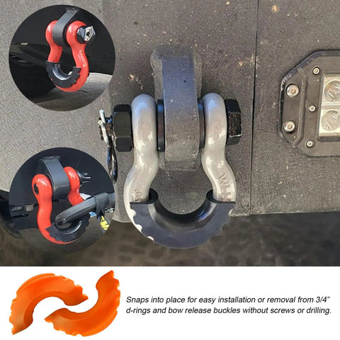 Premium Rubber D Ring Shackle Isolators With Washers Fits Standard Three Quarter Inch Shackles Off Road Truck Gear visible on vehicle.