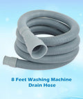 8 Feet Washing Machine Drain Hose Extension Kit With Gray Flexible Corrugated Hose Clamps And Mounting Bracket For Easy Install