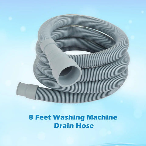 8 Feet Washing Machine Drain Hose Extension Kit With Gray Flexible Corrugated Hose Clamps And Mounting Bracket For Easy Install