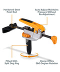Auto-Adjust Bench Dog Clamp For 3/4 Bench Dog Holes, 3.75 Inch Capacity, Heavy Duty Steel Toggle Clamp For Woodworking, Precision Push Rod Clamp, Built Tough For Quick, No-Fuss Setup, 360-degree rotation