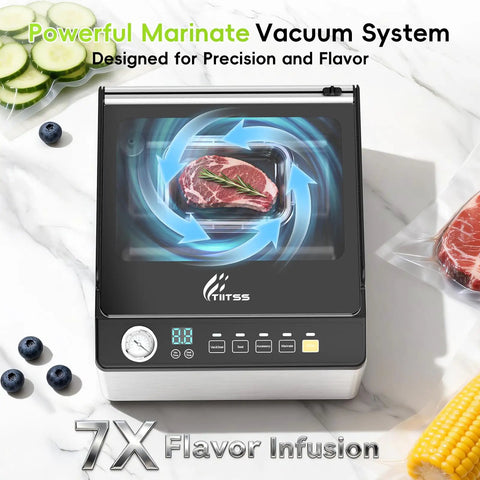 Chamber Vacuum Sealer With Large 6.8 Qt Chamber And 12 Inch Seal Bar For Home Cooks And Pro Kitchens, 230W Power Delivers Mighty Vacuum For Meats Soups Sauces And Liquids