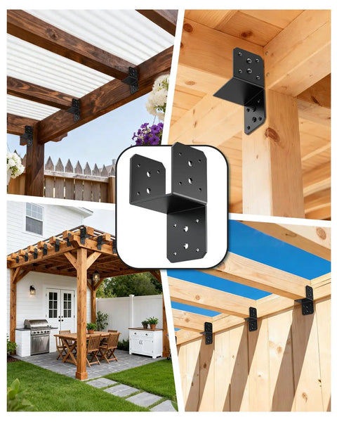 Heavy Duty Joist Anchor Connector For 4x4 Posts Beefed Up Truss To Beam Roof Tie Hanger For Pergola Rafters Rust Resistant Carbon Steel Black Finish 4 Pack