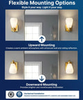 FLSNT Wall Sconces Set of 2, Hardwired E26 Wall Lighting, upward and downward mounting options on wall.