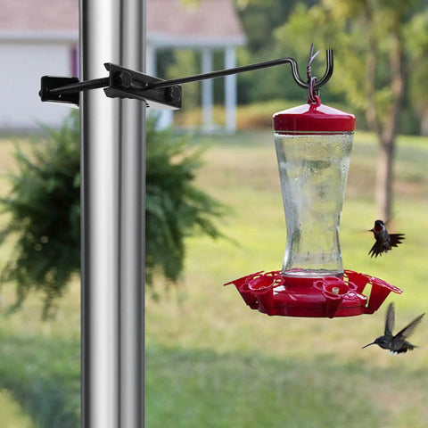 Two Pack Bird Feeder Hanger Hooks Clamp On Deck Railing Mounts With Rust Resistant Iron Construction Outdoor Hang Brackets For Plants Lanterns Birdhouses Windproof Tree Branch Hooks For Your Backyard Bird Watching