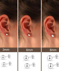 Three Piece Set Of 925 Sterling Silver Ball Post Stud Earrings In 3mm 6mm And 8mm Sizes A Classic Minimalist Gift For Teens And Ladies Who Love Everyday Shine. 3mm, 6mm, 8mm on ear