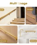 Legit Heavy Duty Six Foot Stair Handrail Kit Made From Tough 304 Stainless Steel With Badass Rust Resistant Build And Fly Gold Finish for porch, garden, staircase, and bathroom use.