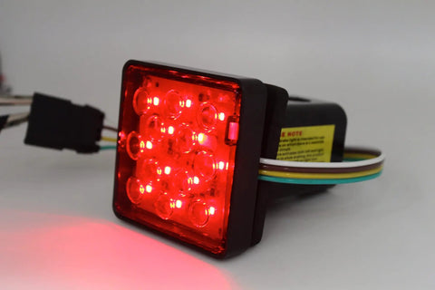 Trailer Hitch Cover With 12 LED Lights For Brake And Tail Light Functions, 12V Running And Brake Light, Fits 2x2 Inch Receiver