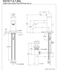 Diagram of Paris Single-Handle Bathroom Faucet In Brushed Brass, Deck-Mount, 1 Or 3 Hole Installation, Solid Brass Build specifications.