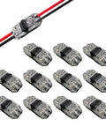 Twelve Pack Solderless Wire Connectors For Trucks And RVs Quick Twist Lock Terminals in clear housing with copper pins.