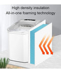 Effortless Portable Ice Cube Maker No Stress Countertop Machine showcasing high density insulation and all-in-one foaming technology.