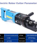 Heavy Duty Portable Electric Hydraulic Rebar Cutter Steel Bar Scissor Shear Tool with 950W motor for quick cutting.