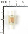 See Through 40 Micron Fuel Filter For Engines With Fuel Pump OEM Standard Replacement on ruler grid background