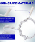 Refrigerator Temperature Sensor Replacement For GE And Hotpoint Models Easy Install Fits WR55X10025 Replaces 914093 AP3185407 PS304103 WR50X10027 Lifetime Protection Keeps Your Fridge Chillin And Running Smooth white probe sensor with insulated wire lead