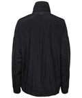 Back view of Women Color Block Pullover Jacket Black White Dope Throwback Vibe Crinkle Nylon With Mesh Lining half zip closure