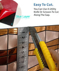 Pink Type 3D Peel And Stick Backsplash Tiles For Kitchen And Bathroom shown with cutter and ruler for easy DIY cut.