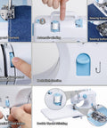 Beginner Sewing Machine Kit with extension table, automatic winding, thread tension adjustment, and double thread stitching.
