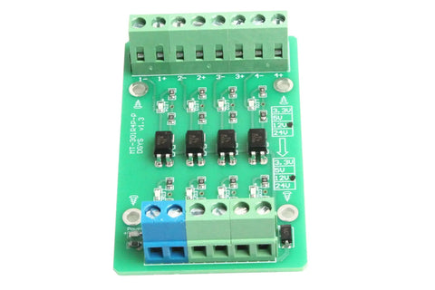 4 Channel Optocoupler Isolator Module With Level Converter For PLC Signals, PNP NPN To PNP, 12V To 3.3V, top view