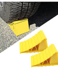 Heavy Duty Wheel Chocks 2 Pack For Trailers And RVs Non Slip Triangular Tire Blocks With Double Sided Serrated Grip