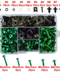 ZX6R ZX7R ZX9R ZX10R ZX10RR Motorcycle Fairing Bolts Screws Kit Nut Clips Washers Assortment with M5, M6, M7, M8 parts in organizer
