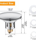 Dimensions of Pop Up Sink Stopper For 1.1 To 1.5 Inch Drains, Stainless Steel Hair Catcher Drain Filter, Anti Clog Plug