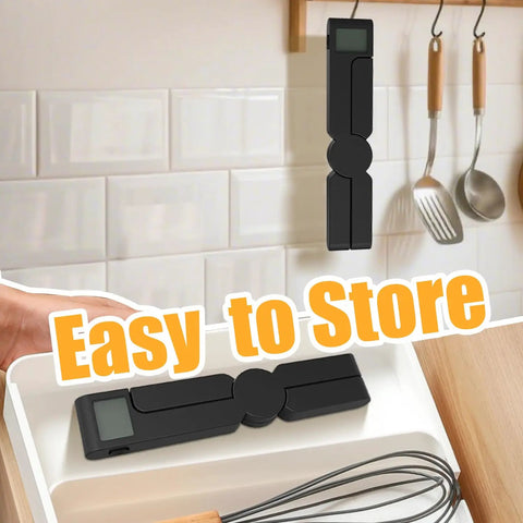 Black Folding Kitchen Scale 5000g/1g, Space Saving X Fold Design, LCD Display, Tare Function, easy storage in kitchen drawer