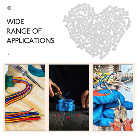 Massive 1000 Piece Kit Of White Closed End Wire Connectors With Easy Crimp Caps For Electrical Wiring And Automotive Repairs To Keep Your Connections Solid. White wire crimp caps shown in bulk and wiring repair uses.
