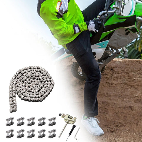 KAMIER #25 roller chain kit, 132-link with drive chain breaker and installation tools for dirt bikes