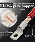 Heavy Duty Copper Ring Terminals Kit for Battery Cables 160 Pcs in 10 Sizes AWG 2 4 6 8 10 12 Tinned Marine Grade Wire Lugs