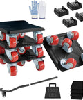 Super Awesome Heavy Duty Furniture Movers With Wheels, 5 Wheel Dolly Kit For Sliding Sofa Fridge Washer Lifter Tool Set Black, includes dollies, gloves