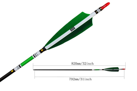 31 Inch Carbon Arrows With Green Turkey Feathers For Target Practice And Hunting Screw In Field Tips 12 Pack Built Tough