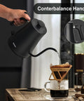 Gooseneck Electric Kettle With 304 Stainless Steel Build Auto Shutoff And Anti Dry Protection for Pour Over Coffee Matte Black in use