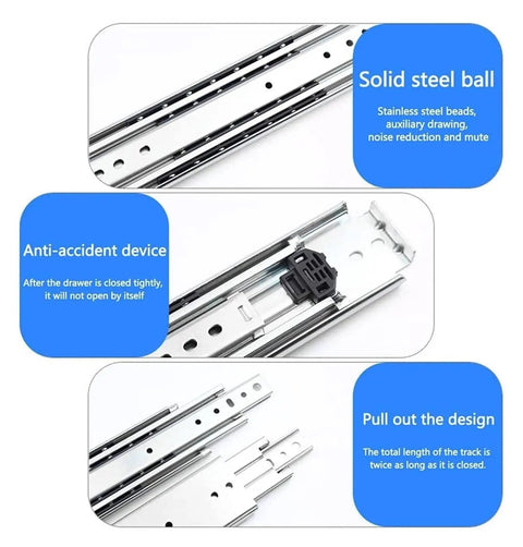 Beefy Extra Long Full Extension Drawer Slides 60 To 80 Inches Heavy Duty With Lock Wide Rail Steel Tracks Smooth Ball Bearing
