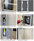 Hidden Tile Access Panel Aluminum Wall Inspection Cover 36X36 Inch installation steps showing gluing and tile placement process.