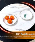 Holy Grail 360 Degree Rotating Serving Tray Heavy Duty Stone Lazy Susan Turntable With Flawless Spin, featuring oranges and a decorative plate.