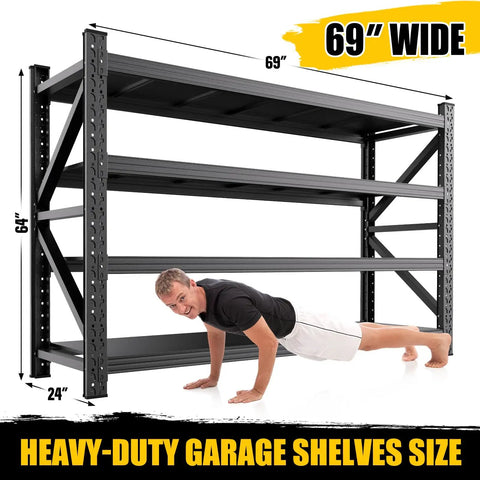 Heavy Duty Metal Storage Shelves For Garage, Adjustable Workshop Rack With Rust Resistant Steel Build, Rock Solid No Nonsense Shelving Unit For Bulky Gear And Toolboxes, Built Tough As Nails
