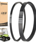 Heavy Duty Golf Cart Drive Belt And Starter Generator Belt for four cycle gas carts, showcased with packaging and a golf cart.