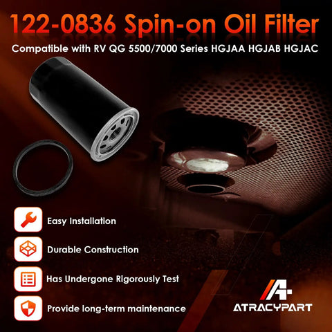 Oil Filter Replacement For RV QG 5500 7000 Series Spin On Replaces 01220836 B7238 PH2875 PH10027 with installation instructions